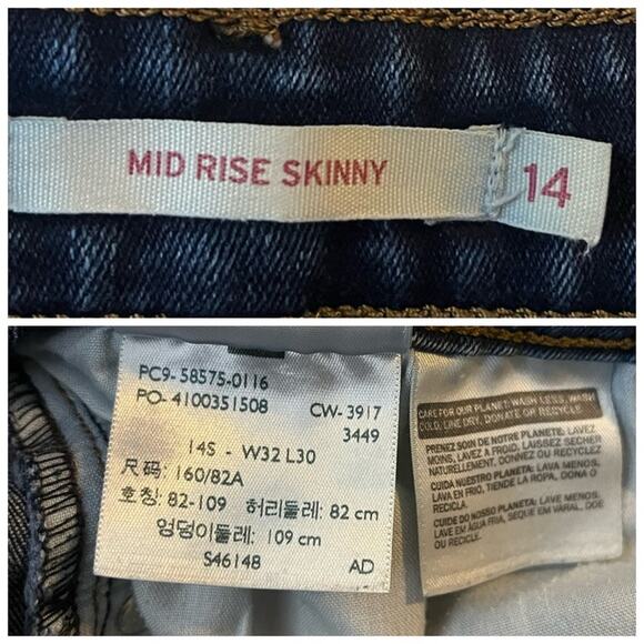 Levi’s Women’s Jeans Classic Mid Rise Skinny Ankle Stretch Dark Wash Size 14 - Picture 7 of 8